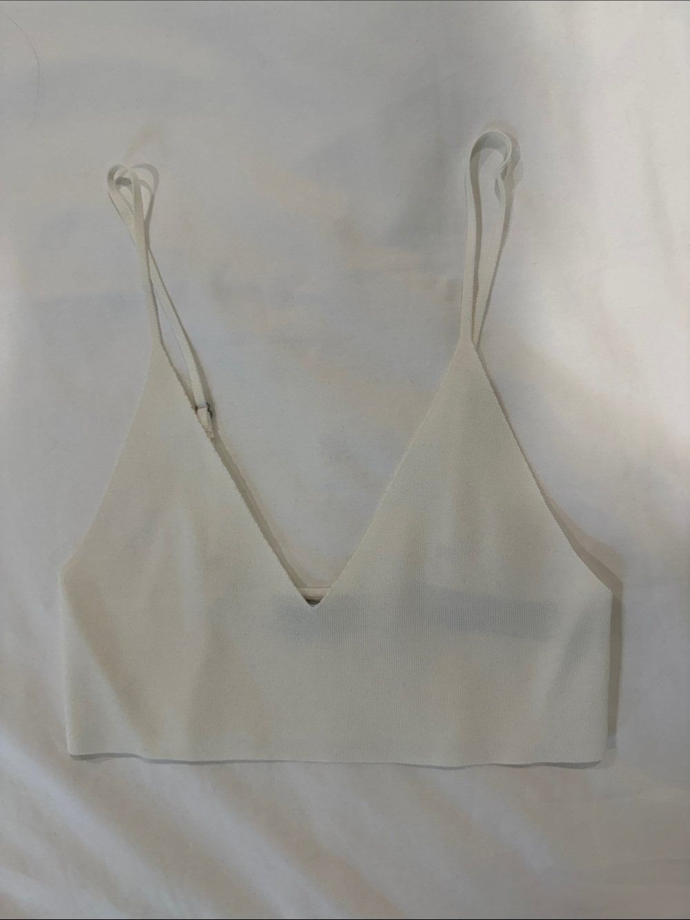 Zara Cream Ribbed V-Neck Bralette